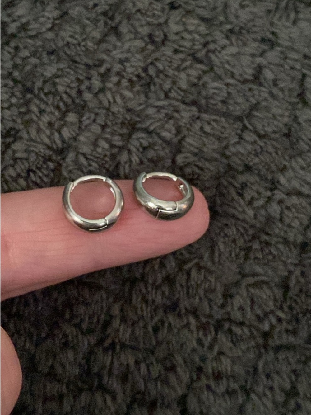 Simple Silver Huggie Hoop Earrings - Pair